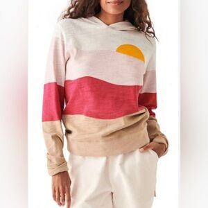 Faherty Women's Soleil Sorbet Hoodie with Sunset Motif Organic Cotton Sz Medium